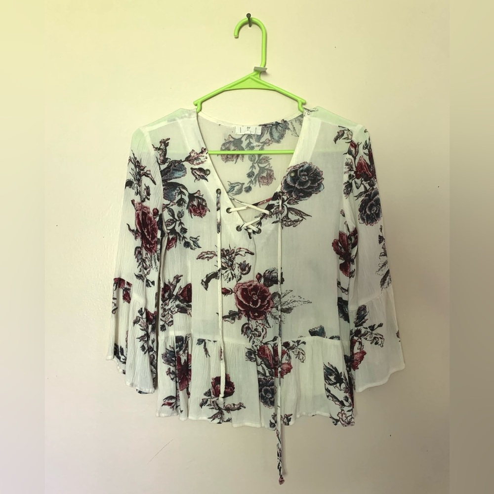 Ivy + Main Flower Print Blouse Top